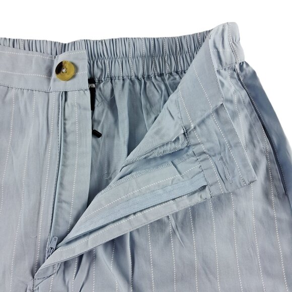 PrettyLittleThing Tailored Wide Leg Pant Women's Size 8 Blue Poplin Pinstripe - Picture 6 of 8